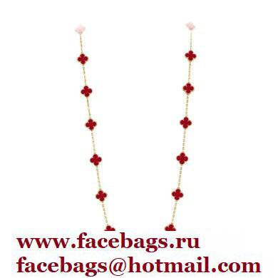 Van Cleef & Arpels Onyx Vintage Alhambra Necklace red/gold - Click Image to Close